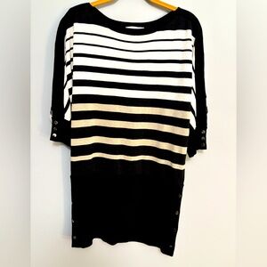 WHBM black, white, gold striped tunic